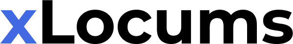 xLocums logo with blue 'x' and black 'Locums' on a transparent background.